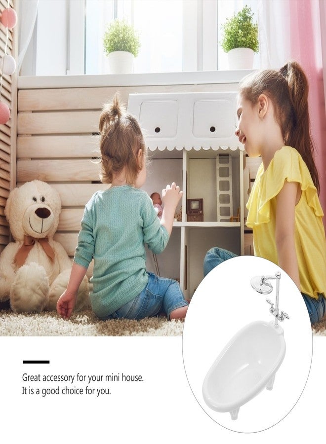 JECOMPRIS Plastic Dollhouse Bathtub: Mini Bathtub White Miniature Bathtub Dollhouse Bathtub with Shower Head for Dolls - Image 5